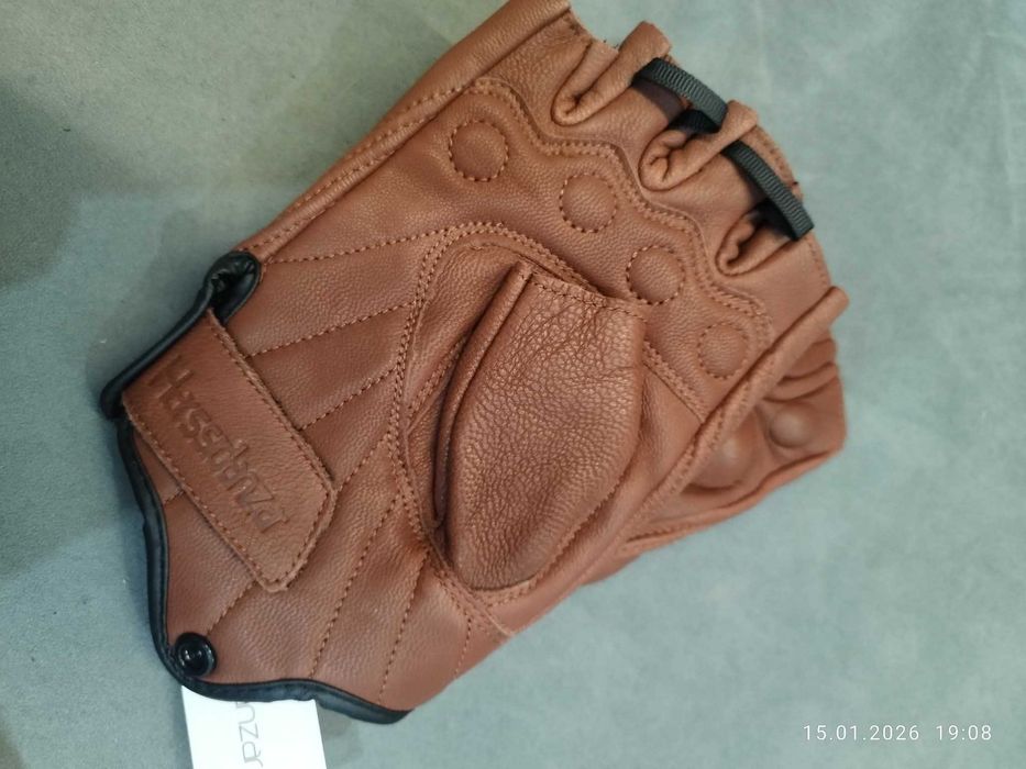 Harssidanzar Męskie rękawiczki rozmiar S bez palców z koziej skóry