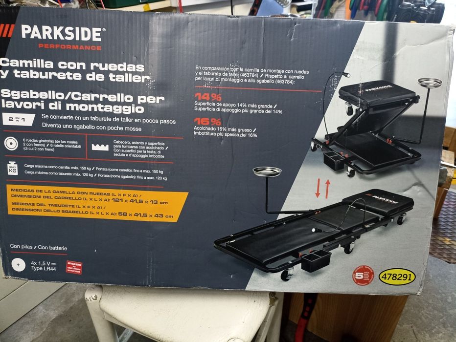 Estrado e banco de oficina com rodas Parkside Performance