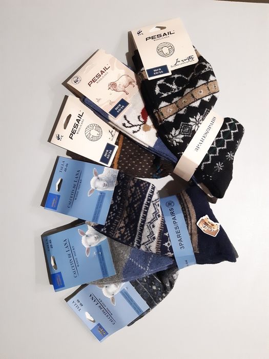 6 pares de meias novas em lã tamanho 40-46