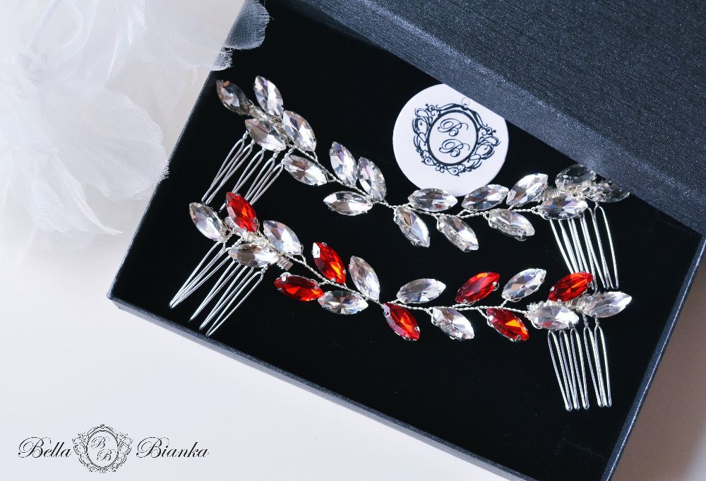 Kryształowy grzebyk ślubny do włosów MUNA wpinka ozdoba stroik kok