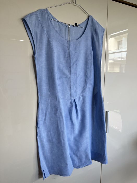 Błękitna lniana sukienka Solar