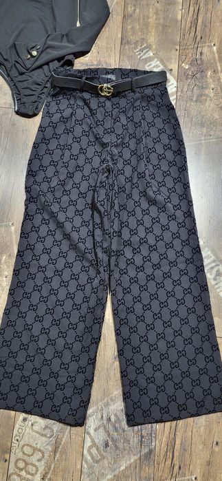 Komplet damski elegancki body szerokie spodnie premium S M