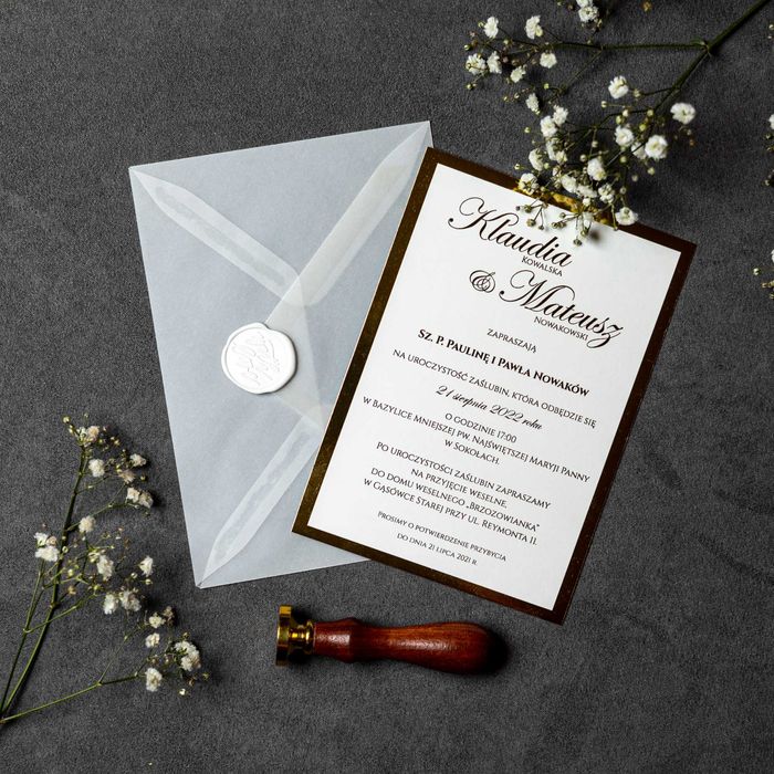 Zaproszenia ślubne GLAMOUR beauty glam z kopertą z kalki