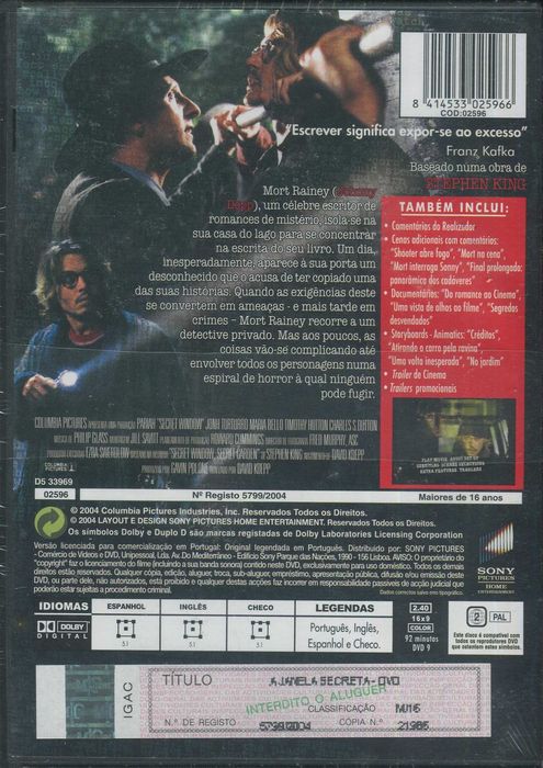 A Janela Secreta - Novo/Selado c/Johnny Depp