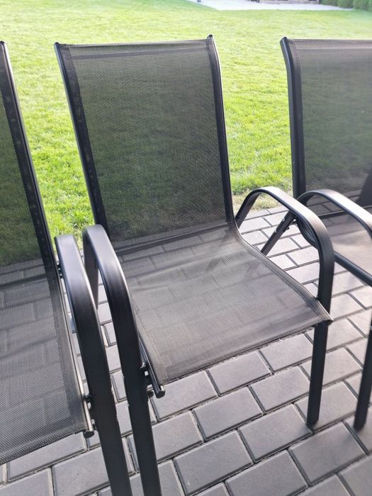 Krzesło metalowe ogrodowe czarne x4