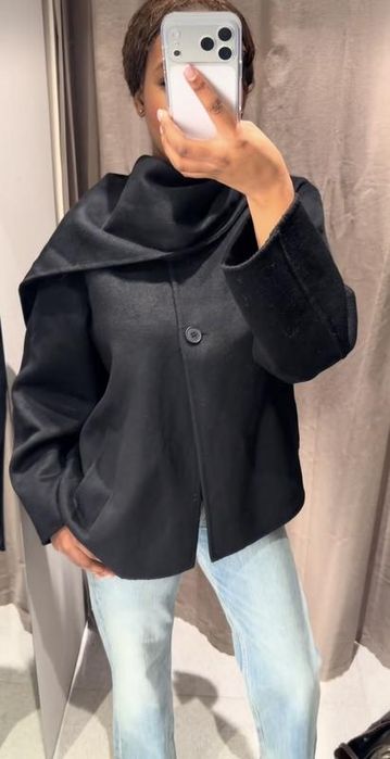 Пальто вовняне zara з шарфом
