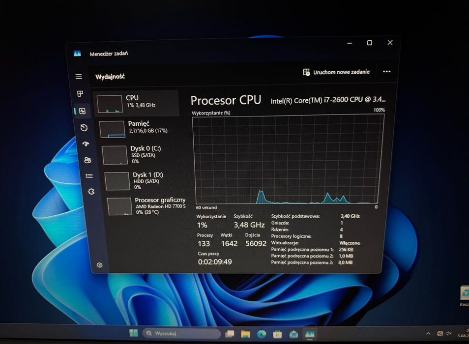 Dell OptiPlex 990 i7 / 16 GB RAM / SSD + HDD / Radeon R7 250 / Windows 11 Pro