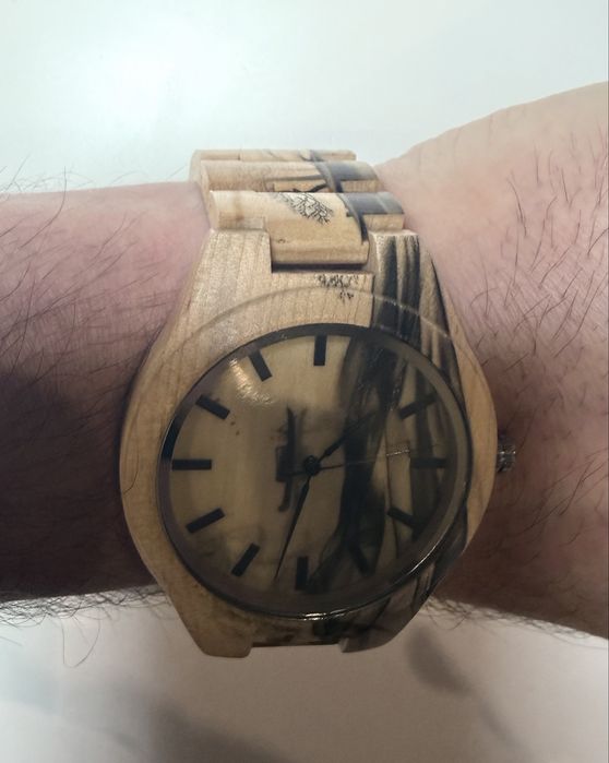 Стильний, легкий, аналоговий, кварцовий дерев'яний наручний годинник