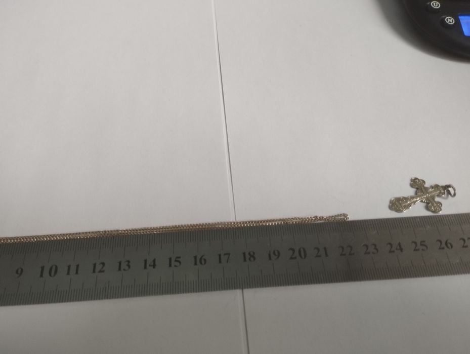 Срібний ланцюжок+хрест 3 грами