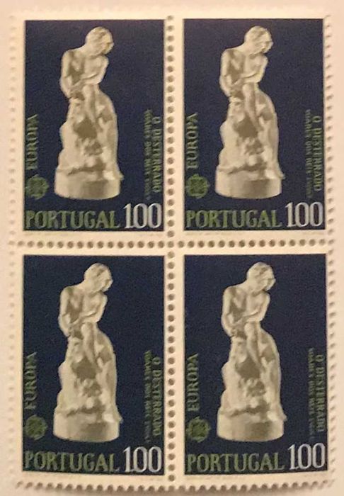 Quadra de selos novos de 1$00 - Europa CEPT - Escultura - 1974