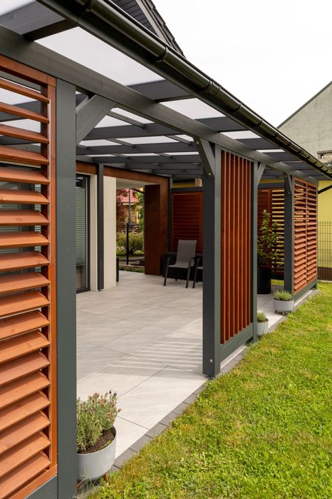 TANIO, zadaszenie tarasu, wiata, pergola, konstrukcje drewniane, bsh