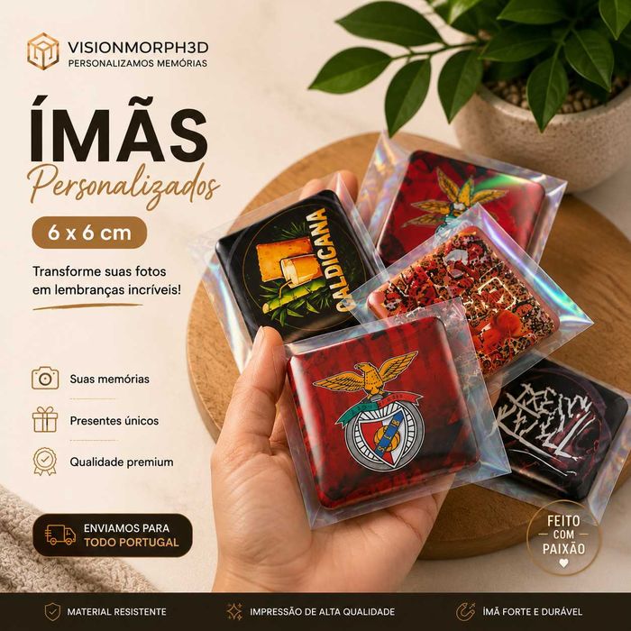 Ímãs personalizados 6×6 cm – Fotos, clubes e presentes | VisionMorph3D