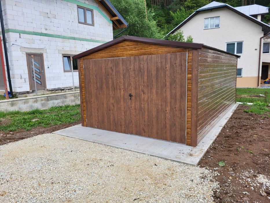 Garaż blaszany na budowę 3x5 4x5 Wzmocniony Trapez BLACHY-Producent