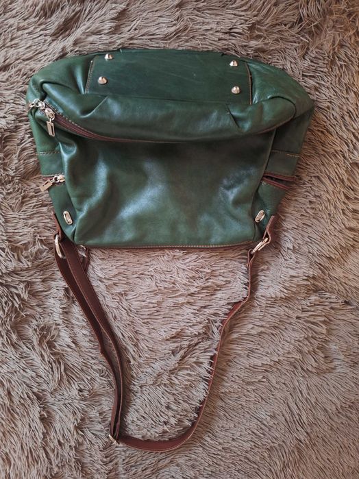 Torebka damska zielona - Skóra naturalna