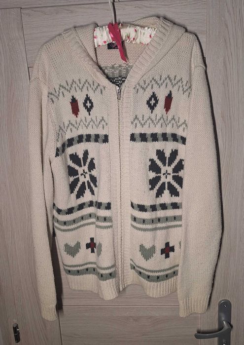 Sweterz kapturem góralski skandynawski styl r. 44/46