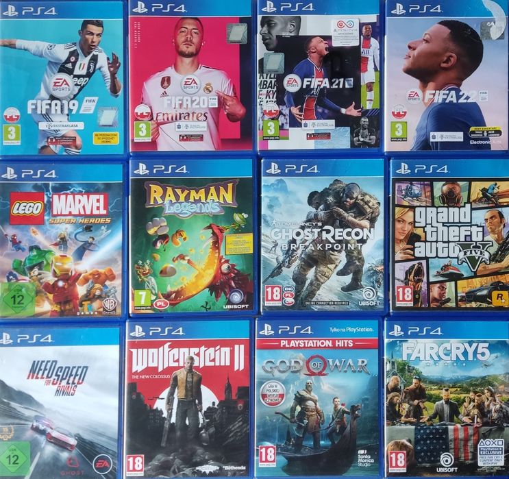 Gry PS4 FIFA Rayman LEGO Wolfenstein god of war GTA 5 ghost recon NFS