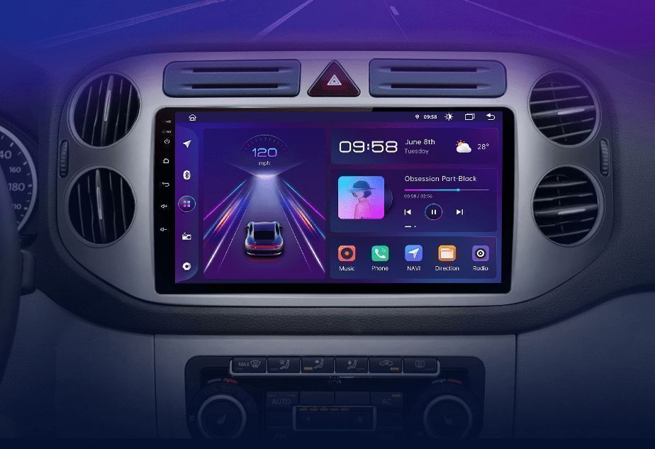 VW Tiguan – Radio Android 15 9" CarPlay Android Auto 8GB/256GB GPS Nawigacja Stacja Multimedialna WiFi Bluetooth DSP 4G LTE PL