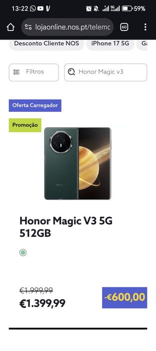 Honor Magic v3 512gb com fatura