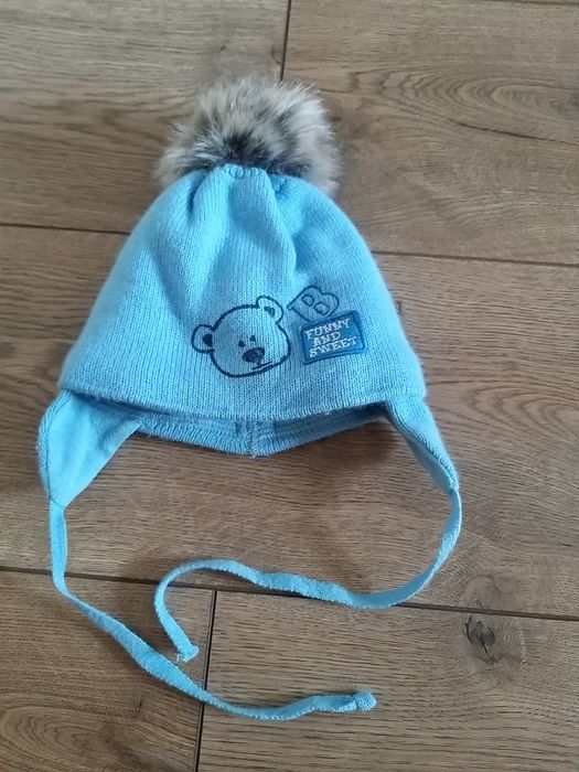 Теплая шапочка для новорождённого мальчика 36 38 размер