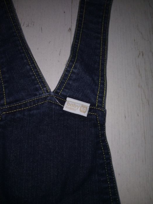 Ogrodniczki jeansowe ze spódniczką dla dziewczynki rozmiar 80