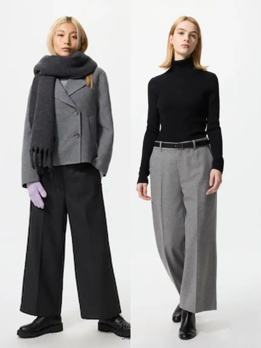 Широкі теплі укорочені штани UNIQLO з вовною 484255