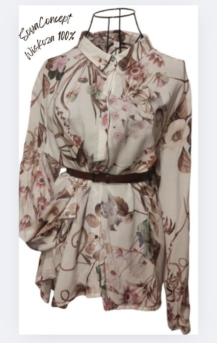 Bluzka kołnierzyk koszula kwiaty wiskoza SoyaConcept