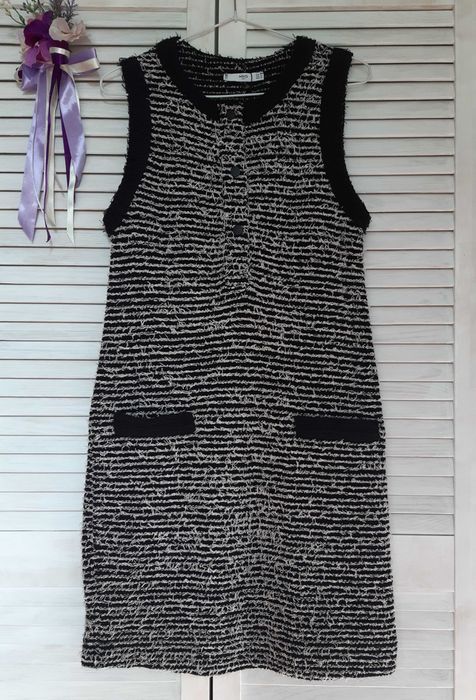 Платье травка, твид со смесевой шерстью mango