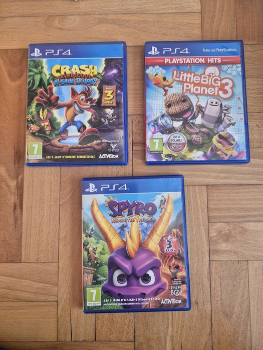 Zestaw gier ps4, Crash Bandicoot,  Little Big Planet, Spyro