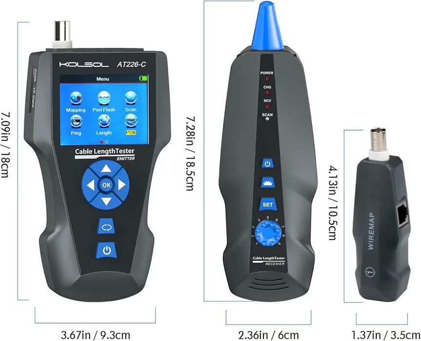Testadores de cabos de rede, NF-8601S TDR multifuncional LCD Line Length Tester Breakpoint Testers Tracker RJ45/RJ11/BNC/cabo de metal/PING/POE