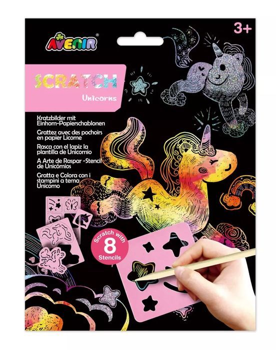 Wydrapywanki z szablonami - Jednorożec. Avenir