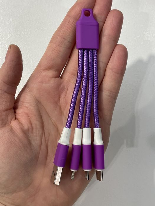 зарядка-брелок 3 в 1, зарядний шнур набір класичних зарядок