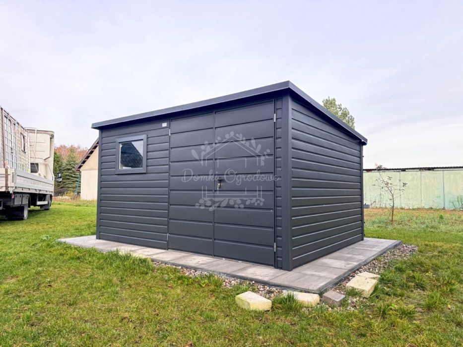 Schowek - domek ogrodowy 4x3 m  2x okno - antracyt ID1112