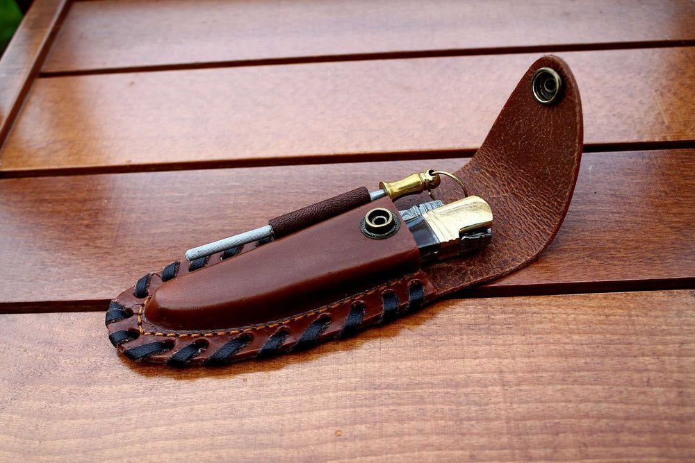 Нож складной дамаск. В чехле