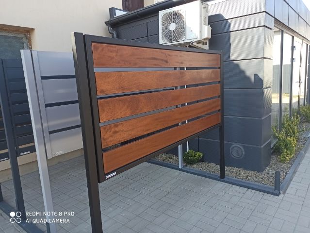 . Przęsło, ogrodzenie, nowoczesne, DREWNO EGZOTYCZNE