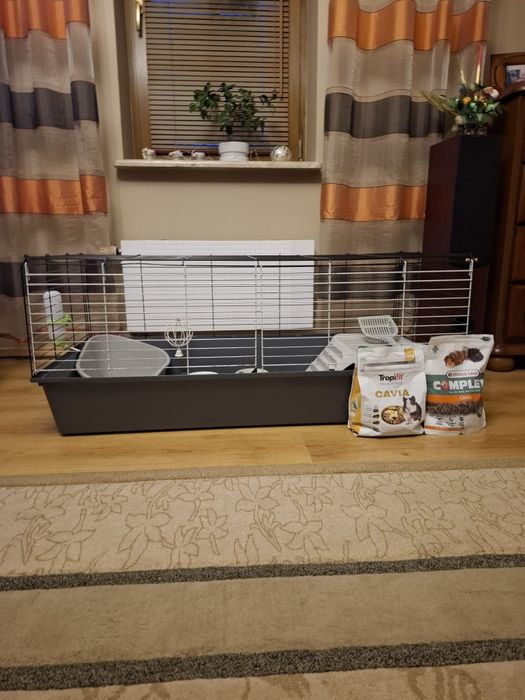 Duża klatka dla świnek morskich lub królików z pełnym wyposażeniem