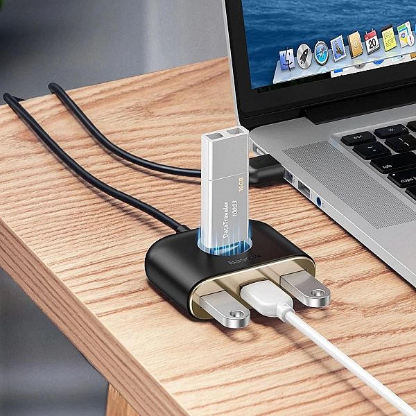 Baseus Square round 4 in 1 USB HUB Adapter(USB3.0 TO USB3.0*1+USB2.0*3