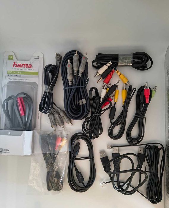 Lote de 11 Cabos USB, RCA, Jack, Toslink e Telefone