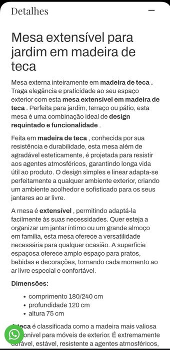 Mesa extensível oval em teca 6/8 lugares, em ótimo estado