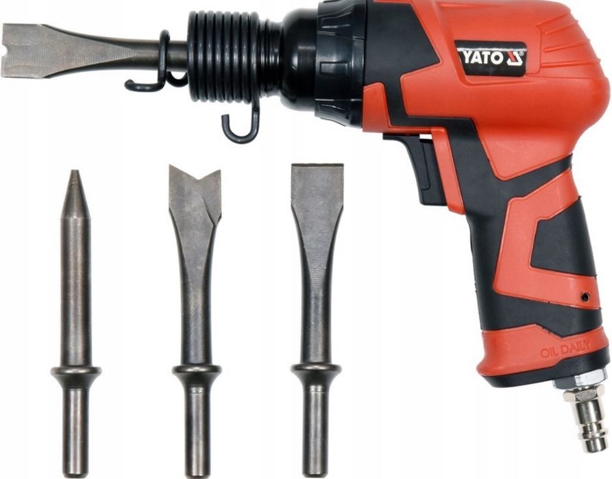 YATO Młot Młotek Ścinak Udarowy Pneumatyczny 4 Groty do Rdzy Piaskarka