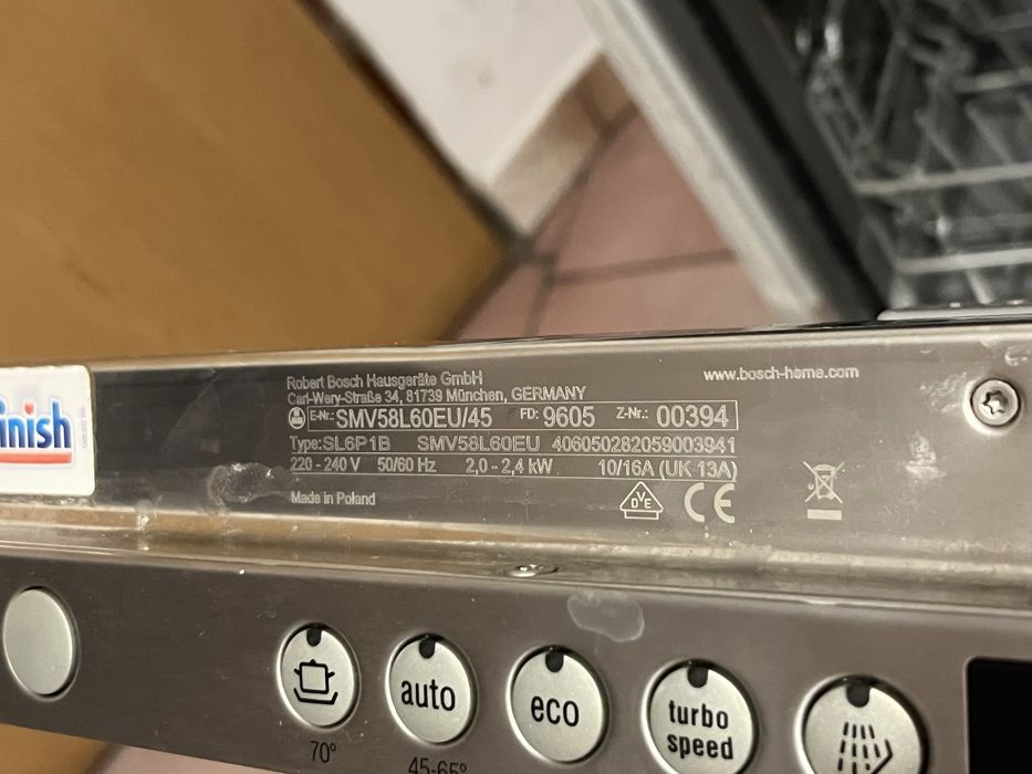 Zmywarka Bosch 60 cm do zabudowy Serie 6 SMV58L60EU/45
