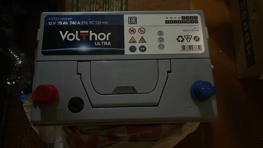Автомобільний акумулятор Volthor 75 Ah/12V Ultra 740A (0) Asia
