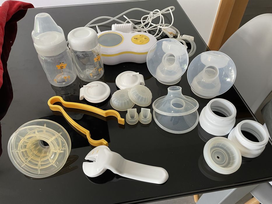 Bomba Tira-Leite Dupla BEURER elétrica e manual e todos acessórios