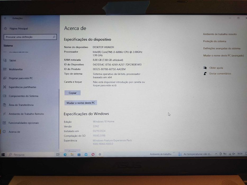 Portátil Asus A541U