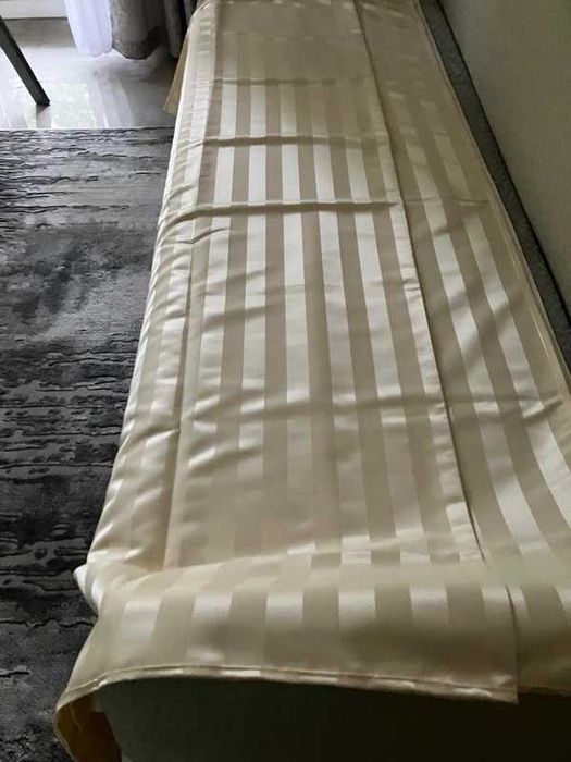 Zasłony, tkanina/materiał, kremowe pasy 160x200 cm – 2 sztuki