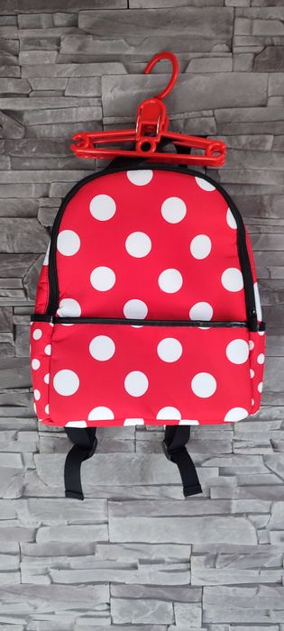 NOWY plecak biało czerwone groszki