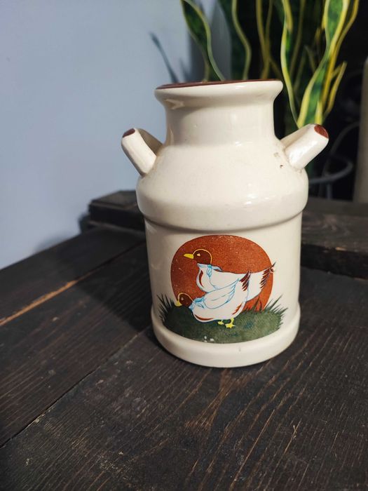 Ceramiczna kanka z kaczkami sielskie wiejskie Vintage