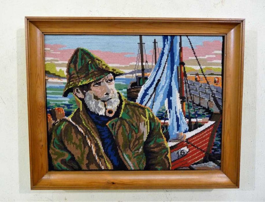 Stylowy gobelin tkanina w drewnianej ramie 58x47cm