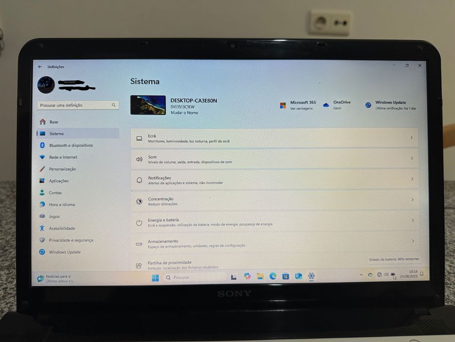 Portátil Sony Vaio Branco, 15.6 polegadas HD