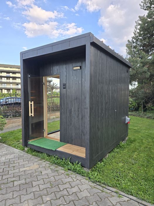 Sauna ogrodowa premium w kontenerze z płyty zespolonej 100 mm PIR