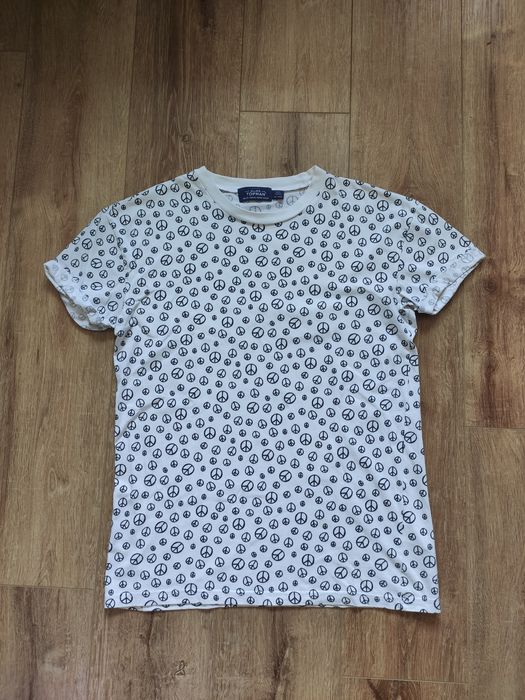 Biała koszulka z krótkim rękawem t-shirt z czarnymi znaczkami Topman